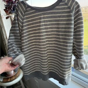 Old Navy Gray and Cream Striped Women's Sweater